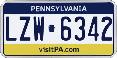 PA license plate LZW6342