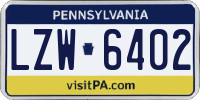 PA license plate LZW6402