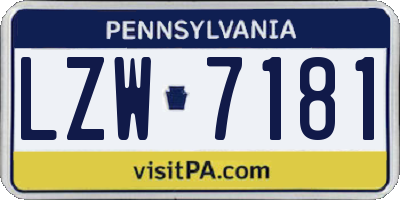PA license plate LZW7181