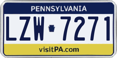 PA license plate LZW7271