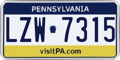 PA license plate LZW7315