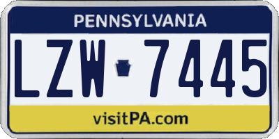 PA license plate LZW7445