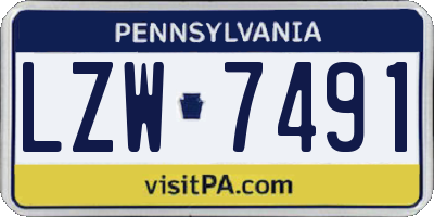 PA license plate LZW7491