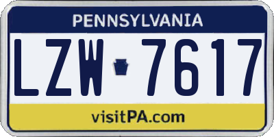 PA license plate LZW7617