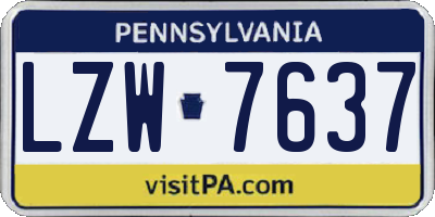PA license plate LZW7637