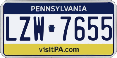 PA license plate LZW7655