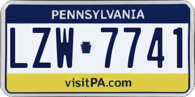 PA license plate LZW7741
