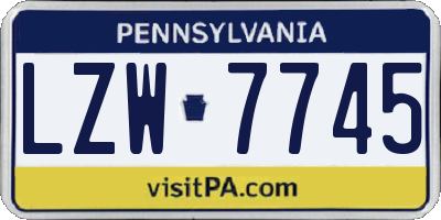 PA license plate LZW7745