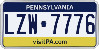 PA license plate LZW7776