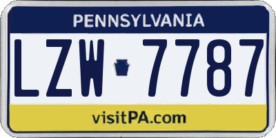 PA license plate LZW7787