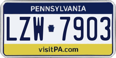 PA license plate LZW7903