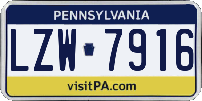 PA license plate LZW7916
