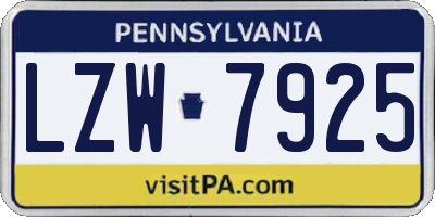 PA license plate LZW7925
