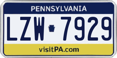 PA license plate LZW7929