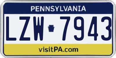 PA license plate LZW7943