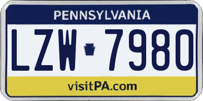 PA license plate LZW7980