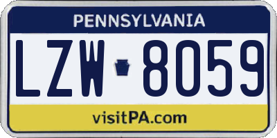 PA license plate LZW8059