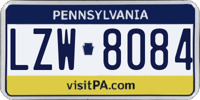 PA license plate LZW8084