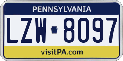 PA license plate LZW8097