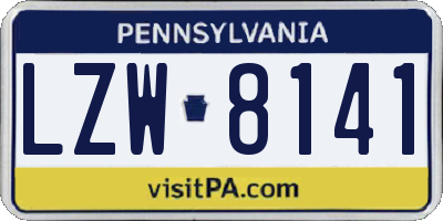 PA license plate LZW8141