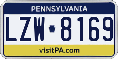 PA license plate LZW8169