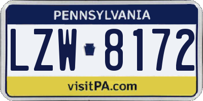 PA license plate LZW8172