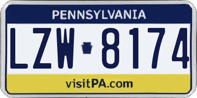 PA license plate LZW8174