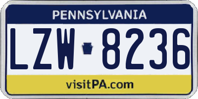 PA license plate LZW8236