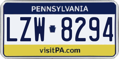 PA license plate LZW8294