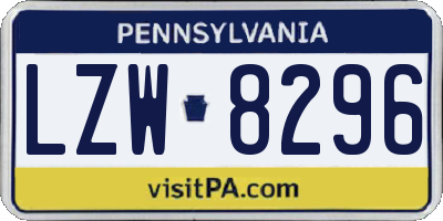 PA license plate LZW8296