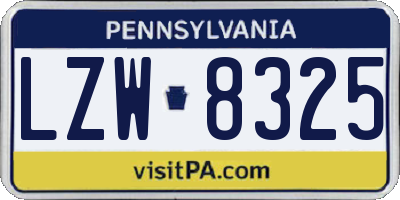 PA license plate LZW8325