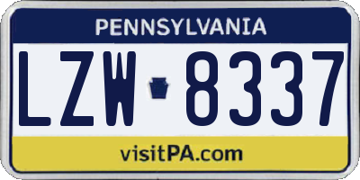 PA license plate LZW8337
