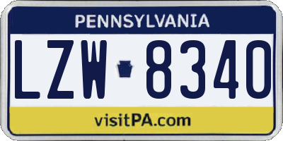PA license plate LZW8340