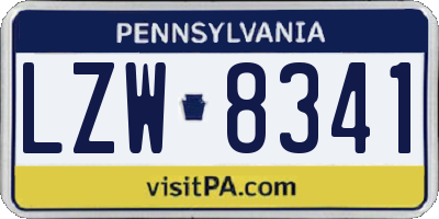 PA license plate LZW8341