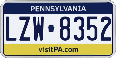PA license plate LZW8352