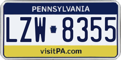 PA license plate LZW8355