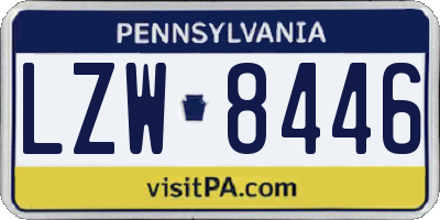PA license plate LZW8446