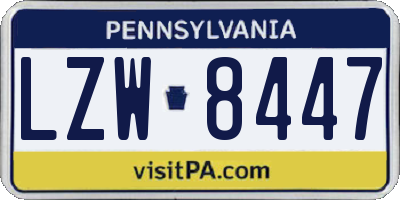 PA license plate LZW8447