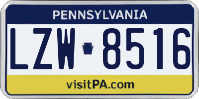PA license plate LZW8516