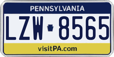 PA license plate LZW8565