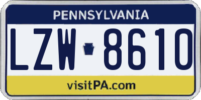 PA license plate LZW8610