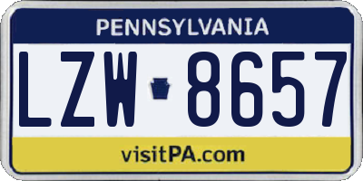 PA license plate LZW8657