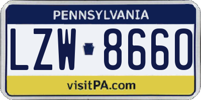 PA license plate LZW8660