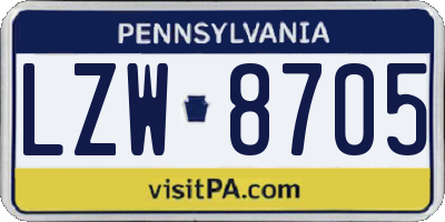 PA license plate LZW8705