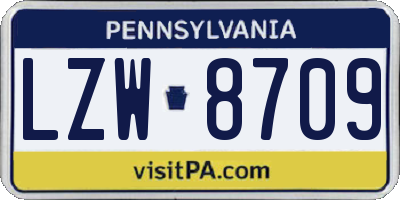 PA license plate LZW8709