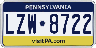 PA license plate LZW8722
