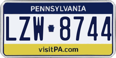 PA license plate LZW8744