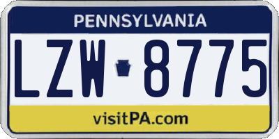PA license plate LZW8775