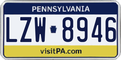 PA license plate LZW8946