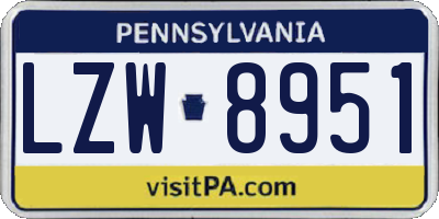PA license plate LZW8951